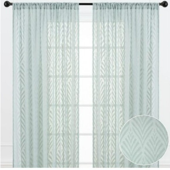 NEW Chanasya Premium Leaf Voile Sheer Curtains 2 Pack‎ Panels 62 x 53 - Picture 1 of 4